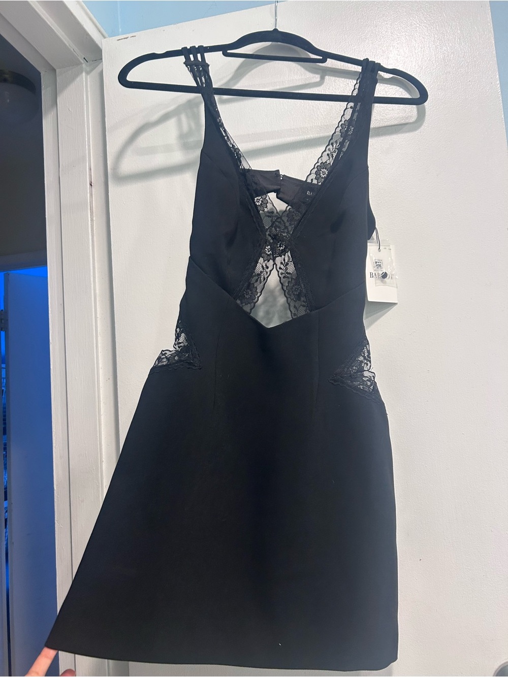 Bardot Black Dress with Subtle Sheen